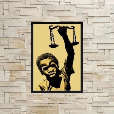 Imagem de Quadro Decorativo Justiça Social 45x34cm - Madeira Branca