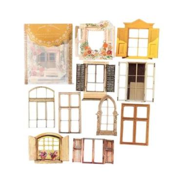 Imagem de Adesivos Vintage De Portas E Janelas Vazadas Com Corte a Laser, 10 Peç