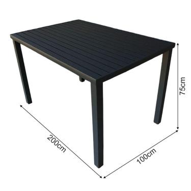 Imagem de Mesa Tampo Ripado Retangular 2.00x1.00m Alumínio Preto