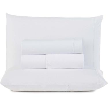 Imagem de Jogo De Lençol Queen Top Line 180 Fios 4 Peças - Branco
