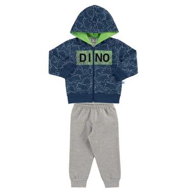 Imagem de Conjunto Capuz Bebê Moletinho Peluciado Dino Marlan-Masculino