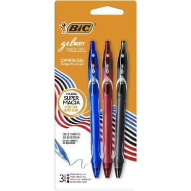 Imagem de Caneta Gel Bic Quick Dry Azul, Preta e Vermelha - Bic