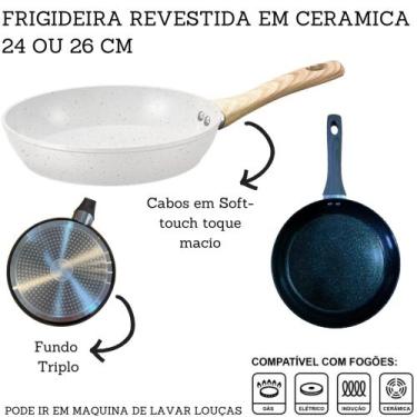Imagem de Frigideira Panela Antiaderente Revestido em Cerâmica Gás Indução 24cm 