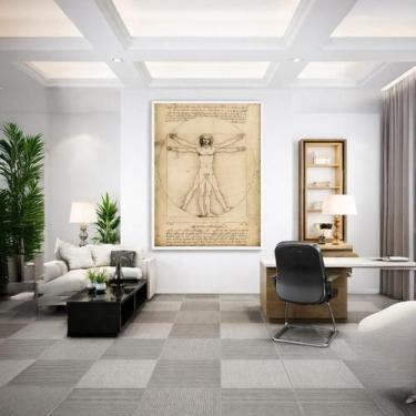 Imagem de Quadro Canvas Da Vinci Homem Vitruviano 70X50Cm Mold Branca - Quadros 