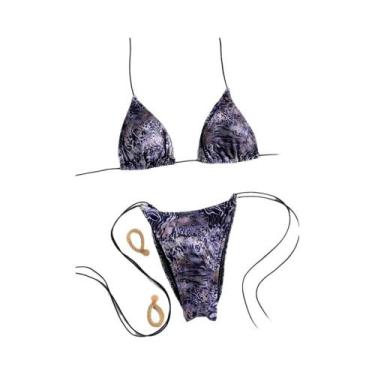 Imagem de Conjunto De Biquíni Sexy Com Estampa Para Mulheres, Mini Swimsuit, Mic