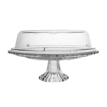 Imagem de Prato para Bolo Angel de Vidro com Pé e Tampa de Plástico - Lyor