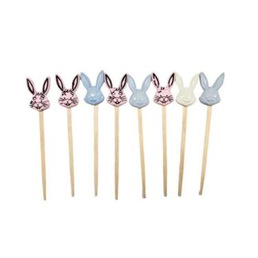 Imagem de Pick Decorativo de Páscoa - Coelhinhos - 10,5cm - 10 unidades - Rizzo