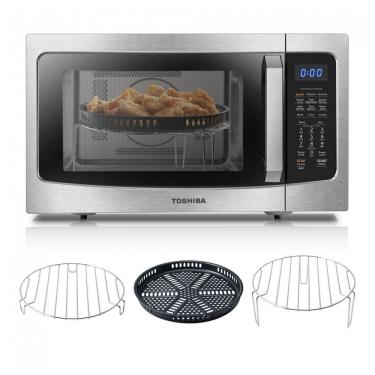 Imagem de Forno de Micro-ondas Toshiba Air Fryer Combo 4 em 1, Função de Sensor Inteligente, Convecção, Memória de Posição, Prato Giratório