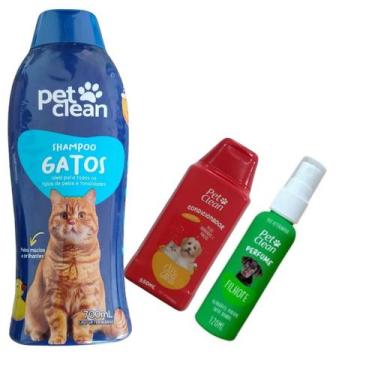Imagem de Kit POP Pet Clean Shampoo + Perfume + Condicionador Pet Cães, Gato + P