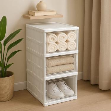 Imagem de Organizador de Sapatos e Roupas Multiuso Empilhável Slim - 3 Andares