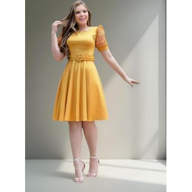 Imagem de Vestido Moda Evangélica Midi Com Cinto Festas Casamento Madrinha Barat