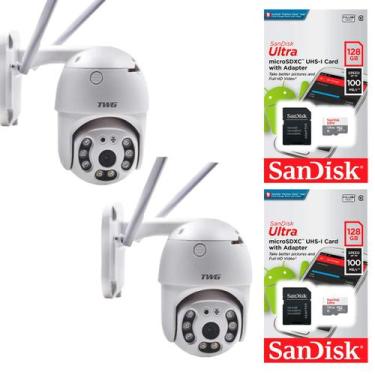 Imagem de Kit 02 camera speed dome wifi full twg + 02 cartão san 128gb