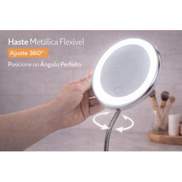 Imagem de Espelho Redondo Maquiagem LED USB Touch Ventosa 360 Branco - Black Bul