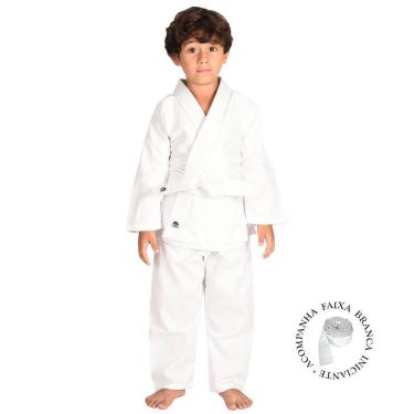 Imagem de Kimono de Judo Jiu-Jitsu Infantil MKS Seitô Branco com faixa Branca-Unissex