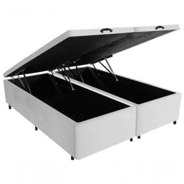 Imagem de Cama Box Baú Casal Bipartida Branco Sintético 138x188 - RR COLCHOES