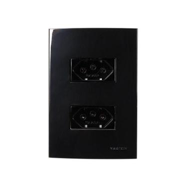 Imagem de Tomada Dupla Margirius Sleek 2p+t 10a Com Placa 4x2 Preto Ebony