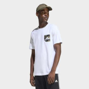 Imagem de Camiseta Adidas Camo Pkt Masculina, Branco, P