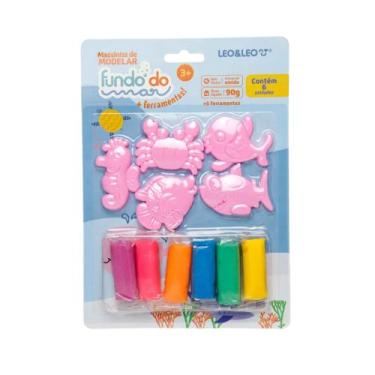 Imagem de Kit Massa de Modelar Fundo Do Mar - Blister c/ 6 Cores + 5 Moldes Leo&