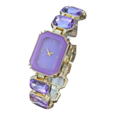 Imagem de Relógio Feminino Dourado Fashion Analógico Pedras Quartzo - Zuriew, Li