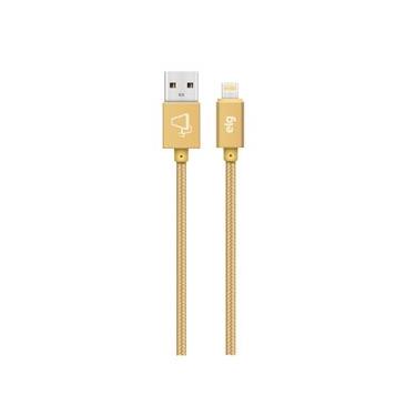 Imagem de Cabo Lightning Flat Trançado, Sincronização e Recarga 12W 2.4A, Nylon Reforçado, 2 metros, Dourado, L820BG, ELG