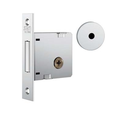 Imagem de Fechadura Auxiliar 1004 Roseta Inox com Chave Tetra para Portas, Kit com 2 Fechaduras e 4 Chaves em Inox Escovado Inox
