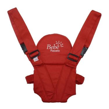 Imagem de Canguru para Bebê Panda Até 15 kg com Sistema Click Alças Ajustáveis Vermelho OEM