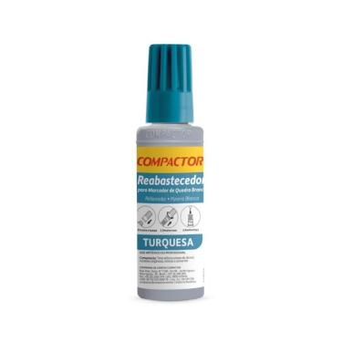 Imagem de Refil para Marcador de Quadro Branco Compactor QB 30ML com Bico Dosador e Secagem Rápida 1 Unidade Turquesa