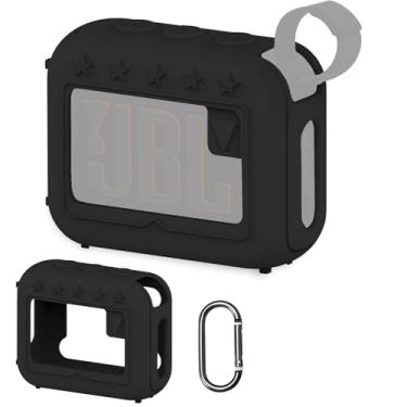 Imagem de XEGIMOR Capa de silicone compatível com alto-falante Bluetooth ultra portátil JBL Go 4, capa macia para acessórios de alto-falante JBL Go 4 Pro Sound (capa preta)