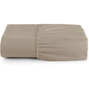 Imagem de Lençol Viúva 188x108x25 Micro Percal 400 Fios Cáqui - MRR CONFECÇÕES E