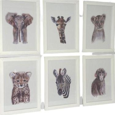 Imagem de Quadro Infantil Safari 6 Un A4 Vidro E Pendurador - SHOPPINGNET