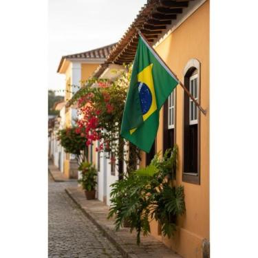 Imagem de Bandeira Brasil 1,50x0,90m Poliéster C/ Bastão Pátria - Congratulation