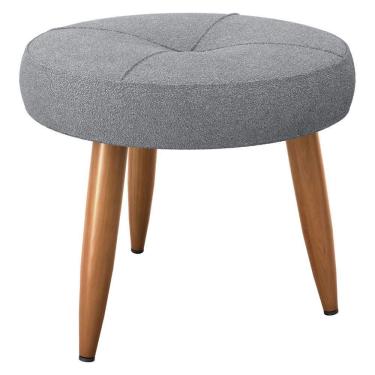 Imagem de Puff Redondo Para Sala Davi Boucle Cinza