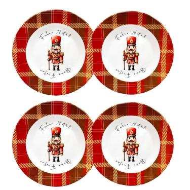 Imagem de Conjunto 4 Pratos Quebra Nozes Em Melamina Para Jantar 25cm