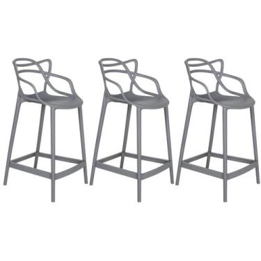 Imagem de Laraz, Kit 3 banquetas médias bancada cozinha Masters Allegra 66 cm