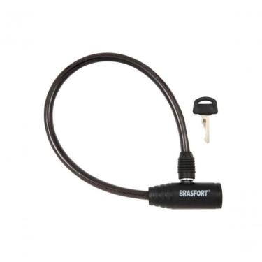 Imagem de Cadeado para Bicicleta Cadeado Bicicleta Chave Brasfort 8MMX40CM com Cabo de Aço Espiral Revestimento Cristal Fumê