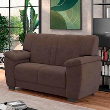 Imagem de Sofá Roma II 2 Lugares 133CM Marrom em Veludo Suede Estilo Moderno para Sala de Estar