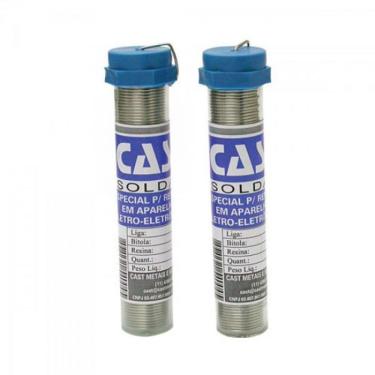 Imagem de Solda em Fio em Tubo 63x34 25g para Soldagem Manual de Conexões Eletrônicas Azul Cast Metais