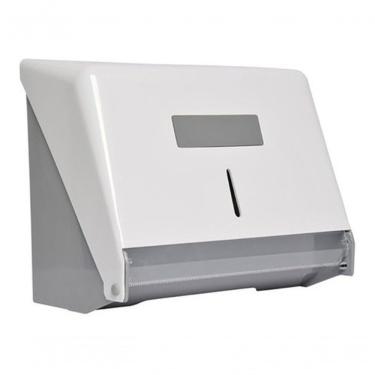 Imagem de Toalheiro em ABS para Papel Bobina Até 100 m com Visor para Controle e Fechadura em Plástico ABS Branco Higipack