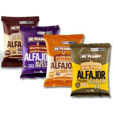 Imagem de Kit 4 Alfajor Dr Peanut Com Whey Protein Recheio Pasta de Amendoim Sab