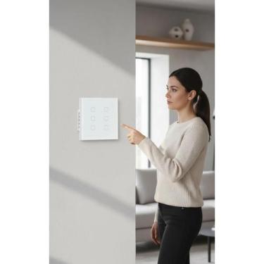 Imagem de 2x Interruptor Smart Touch 3x2 Branco Wi-Fi Controle Voz - Congratulat