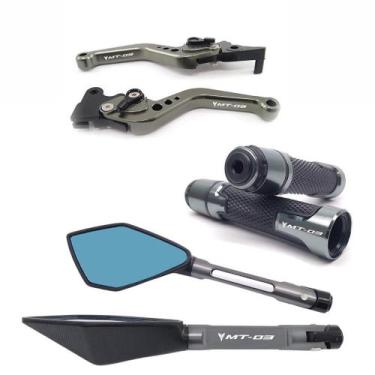 Imagem de Kit Manete Manopla Retrovisor MT-03 16 a 24 Gravado a laser - NoBrand,