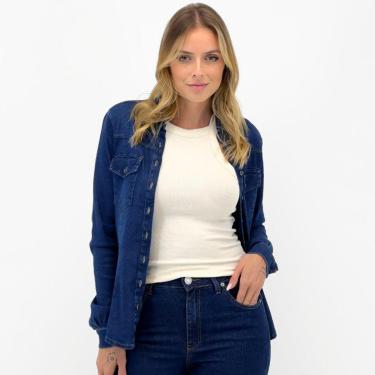 Imagem de Camisa Tanise Jeans Manga Longa Feminina-Feminino