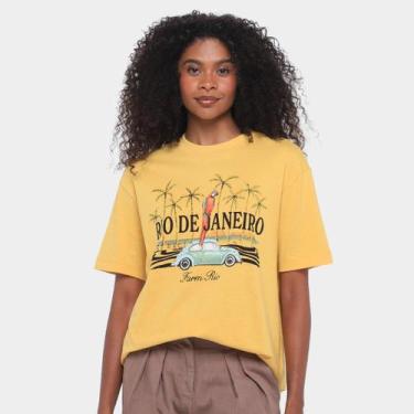 Imagem de Camiseta Farm Brasileirinho Rio Feminina, Amarelo, Azul, M