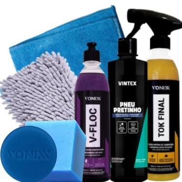 Imagem de Kit pneu pretinho shampoo v floc cera tok final carnaúba vonixx acesso