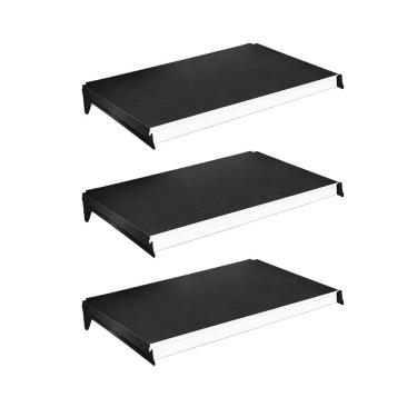 Imagem de Kit 3 Bandejas Prateleiras 40x91 P/gôndola New Plus Preta Porta Etiquetas Branco - SA Gôndolas