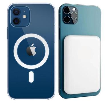 Imagem de Kit Capa Capinha Carregador Powerbank por Indução Compatível com iPhon