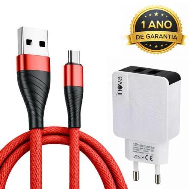 Imagem de Carregador Fonte 3.1a Bivolt 2 Usb + Cabo 2 Metros Micro-usb - Inova, 