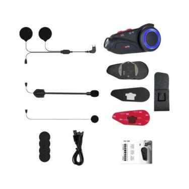 Imagem de Intercomunicador Bluetooth Para Capacete De Moto Com Lente À Prova d'Á