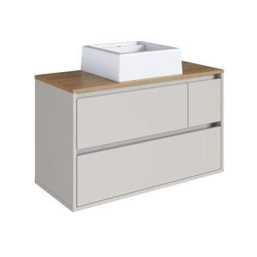Imagem de Balcão Gabinete de Banheiro Suspenso 80 Belarus 2 Portas e 1 Gaveta Ar