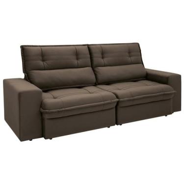 Imagem de Sofá 4 Lugares Retrátil Reclinável Suede Palatino Linoforte, Café, 4 l